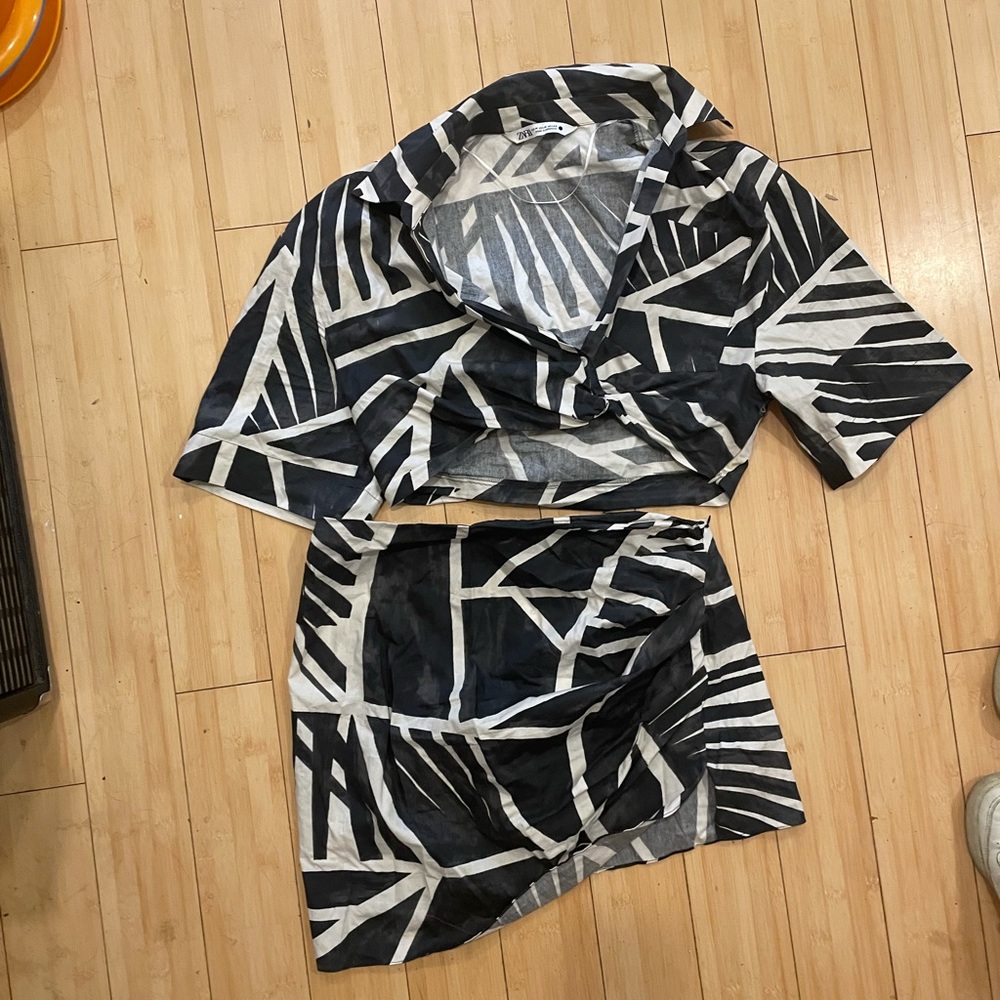 Zara Zebra asymmetrical skirt and top set